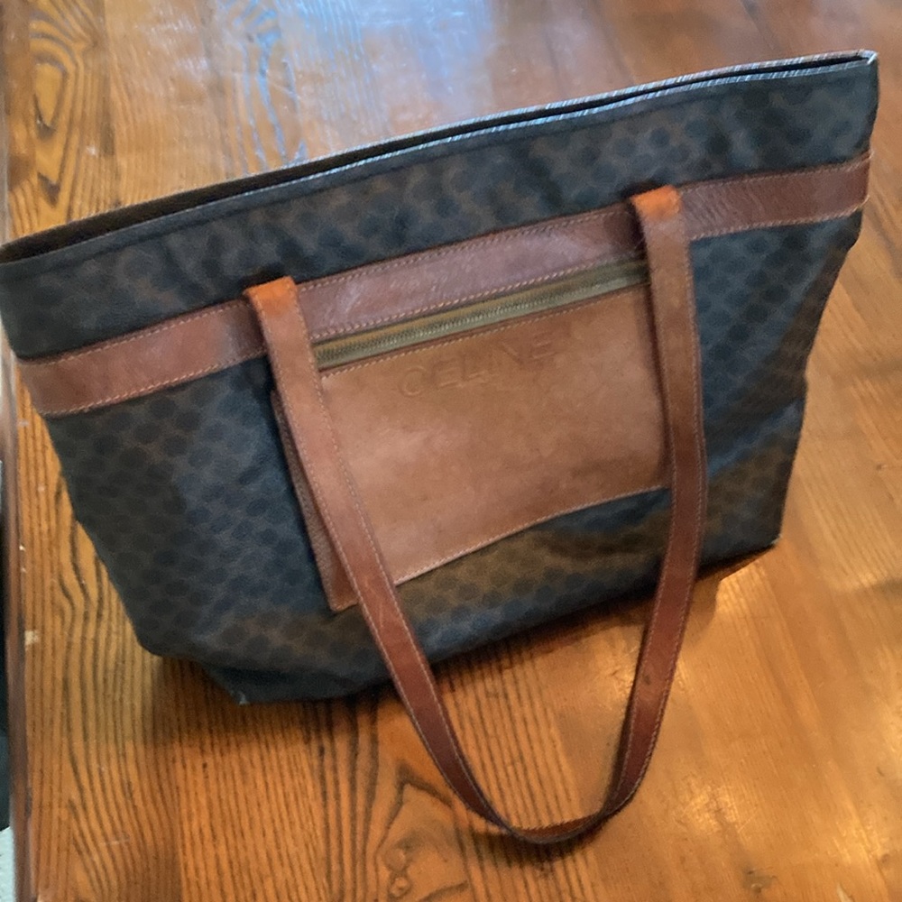 Vintage Designer Celine Macadam Large Tote Bag